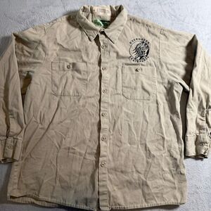 Vintage Rare Evergreen Skateparks embroidered Long sleeve Button up beige Skate